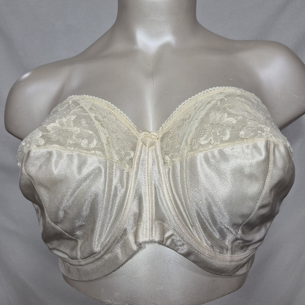 48F Goddess GD0391IV‎ 391 Satin & Lace Strapless Underwire Bra Ivory